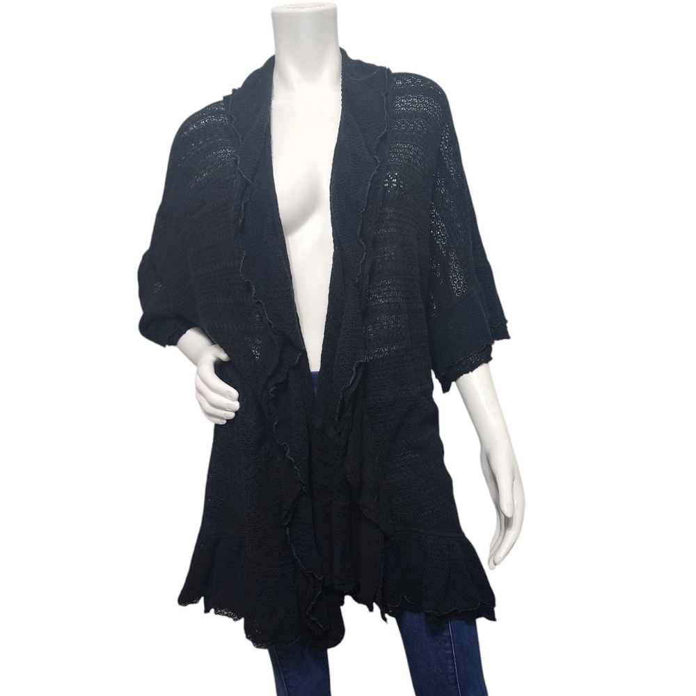 Women's Black Open-Front Sweater